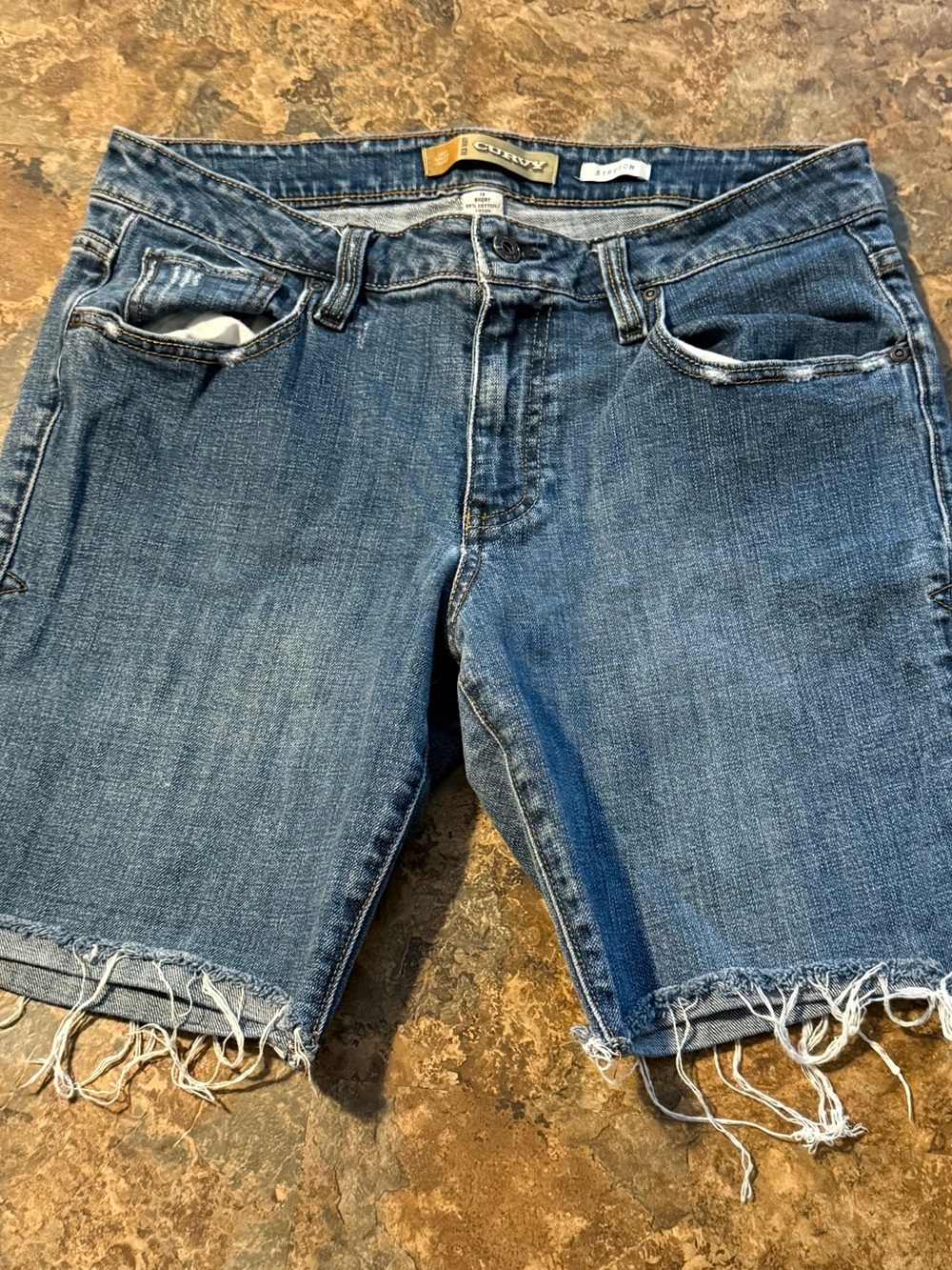 Old Navy Curvy Light Blue Stretch Denim Shorts Women's 12 Cut Offs